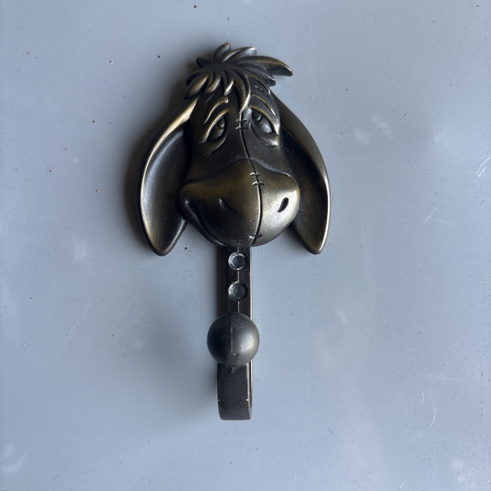 VINTAGE RARE Disney Eeyore Brass Metal Door Coat Hook/Hanger Made in Taiwan